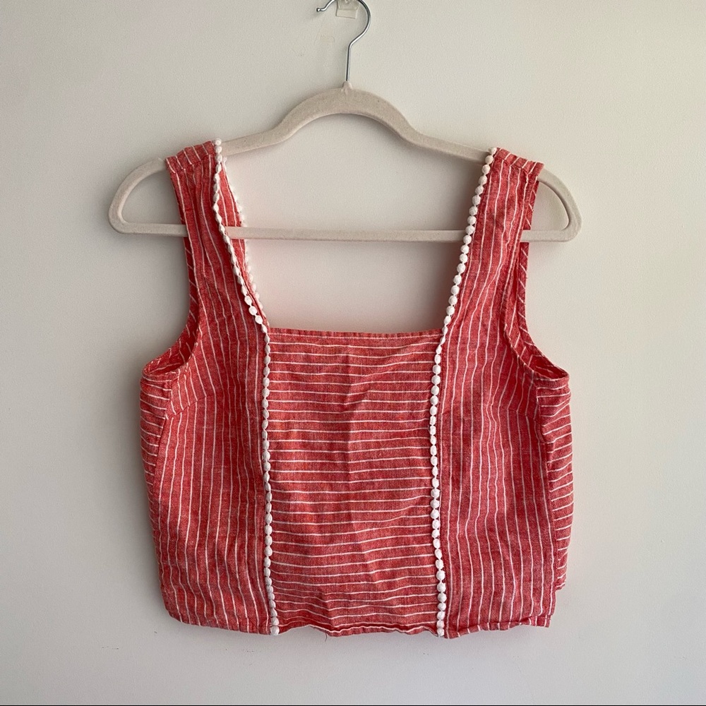 Marine Layer Red Striped Crop Top